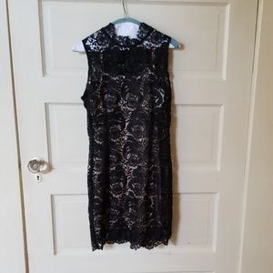 Black and nude illusion cocktail dress